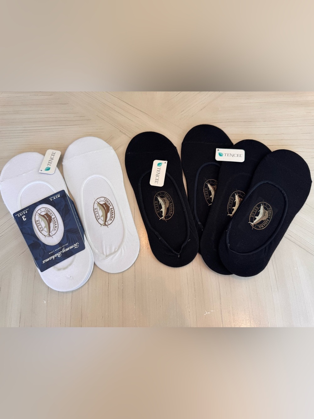NWT Tommy Bahama Loafer Liner Socks Bundle of 8 | Black & White Pima Cotton